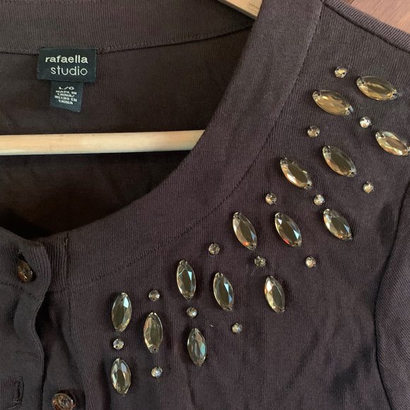 Brown Rhinestone Button-Down Shirt - Picture 2 of 4